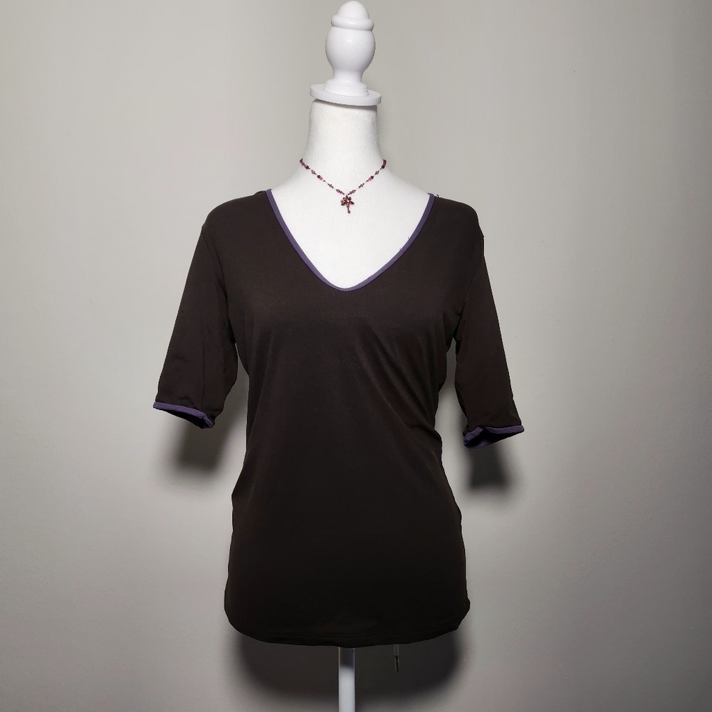 Hugo Boss Womens Chocolate Brown Y2K Blouse S
